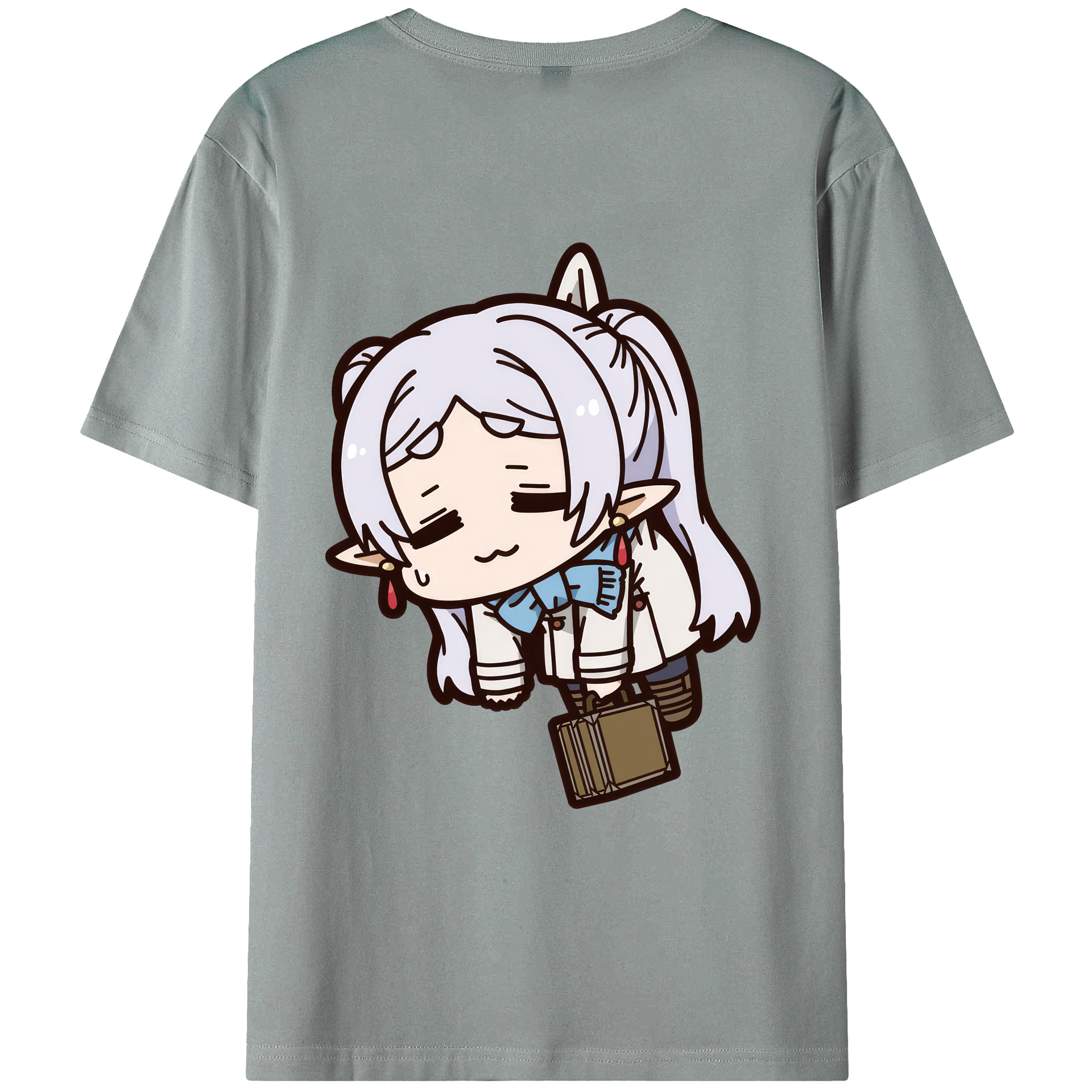 （画像用） 葬送のフリーレン Frieren 綿100％ メンズ半袖Tシャツ（バックプリント） 通気性